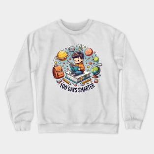 100th Day Of School Smarter Books Total Solar Eclipse Crewneck Sweatshirt